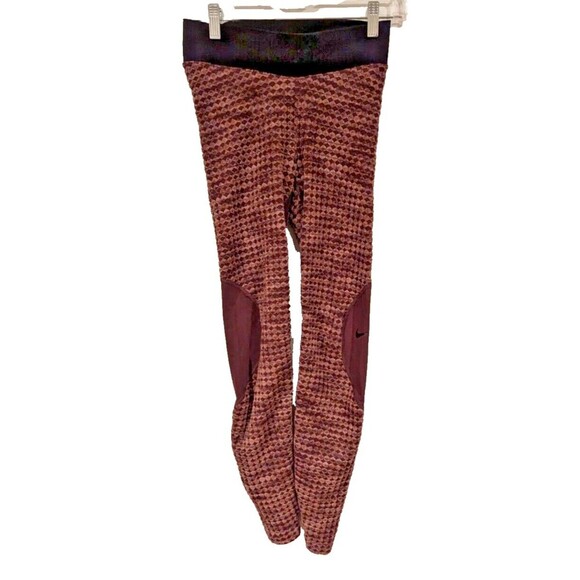 Nike pro women's Sz S Velvet Burnout‎ tights brown Fall Warm Soft Unique - Picture 1 of 5